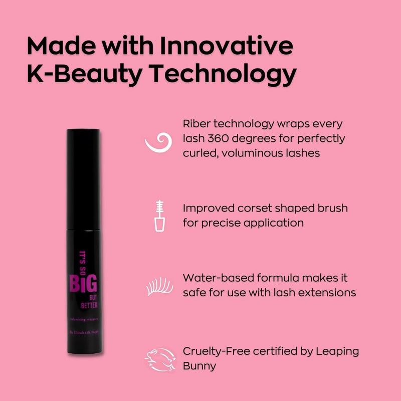 Elizabeth Mott مجموعة ماسكارا إليزابيث موت السوداء المكثفة المقاومة للتلطخ، خالية من القسوة، مع فرشاة على شكل ساعة رملية، مقاومة للماء، بدون تكتل، آمنة لتمديد الرموش، مناسبة للسفر، مجموعة ثلاثية صغيرة - 4 مل × 3 - Image 4