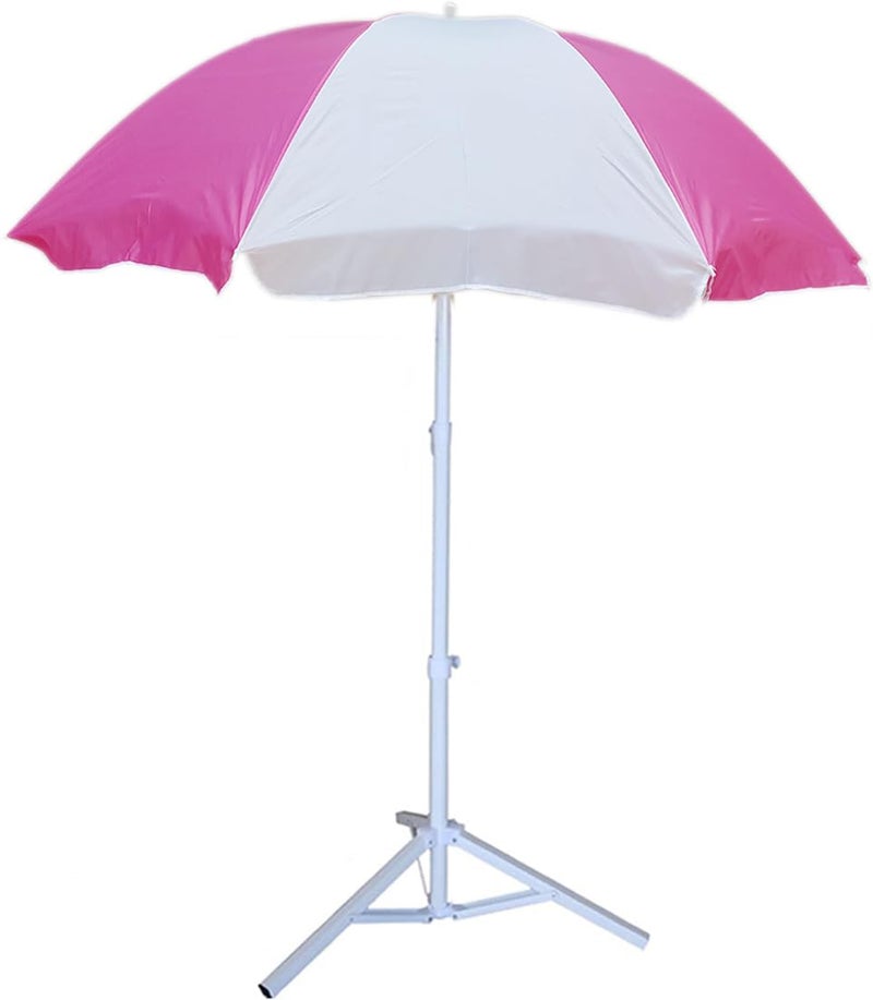 RAINPOPSON RAINPOPSON Outdoor Garden Umbrella With Stand Big Size Patio Garden Umbrella Pink White 8Ft  - Image 1