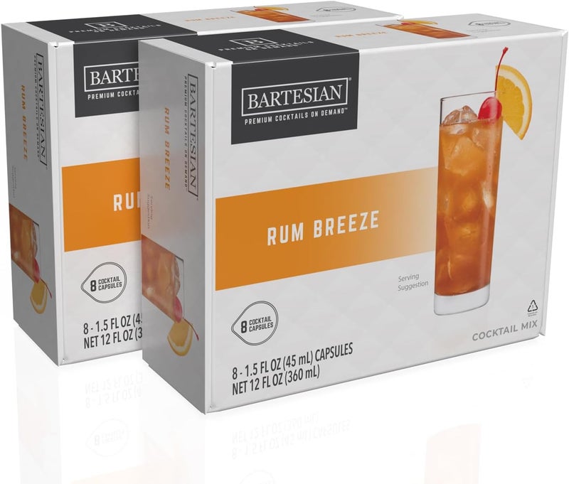 Bartesian 16-Pack Rum Breeze Mixer Capsules for Cocktail Machine - Tropical Cocktail Mix Pods - Image 1