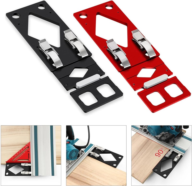 Heavy-Duty 90-Degree Miter Guide Jig Clamping Tool for Major Brand Track Sawing & Workshop Efficiency Aluminum Angle Stop - Image 2