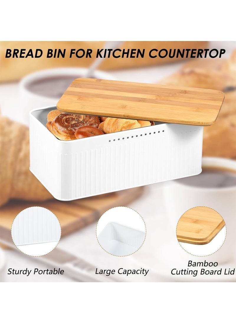 Arabest Modern Metal Bread Box with Bamboo Lid, Bread Storage Container, 13×7×5.3 Inch Bread Storage Container for Kitchen Counter, Bread Keeper for Homemade Bread, Bagel, Muffins, Rolls - Image 3