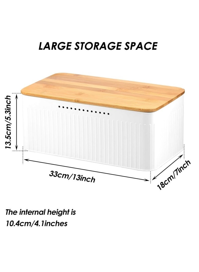 Arabest Modern Metal Bread Box with Bamboo Lid, Bread Storage Container, 13×7×5.3 Inch Bread Storage Container for Kitchen Counter, Bread Keeper for Homemade Bread, Bagel, Muffins, Rolls - Image 2