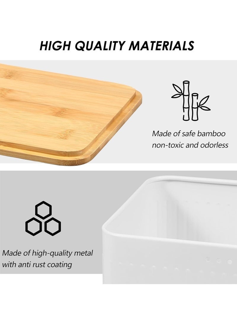 Arabest Modern Metal Bread Box with Bamboo Lid, Bread Storage Container, 13×7×5.3 Inch Bread Storage Container for Kitchen Counter, Bread Keeper for Homemade Bread, Bagel, Muffins, Rolls - Image 5