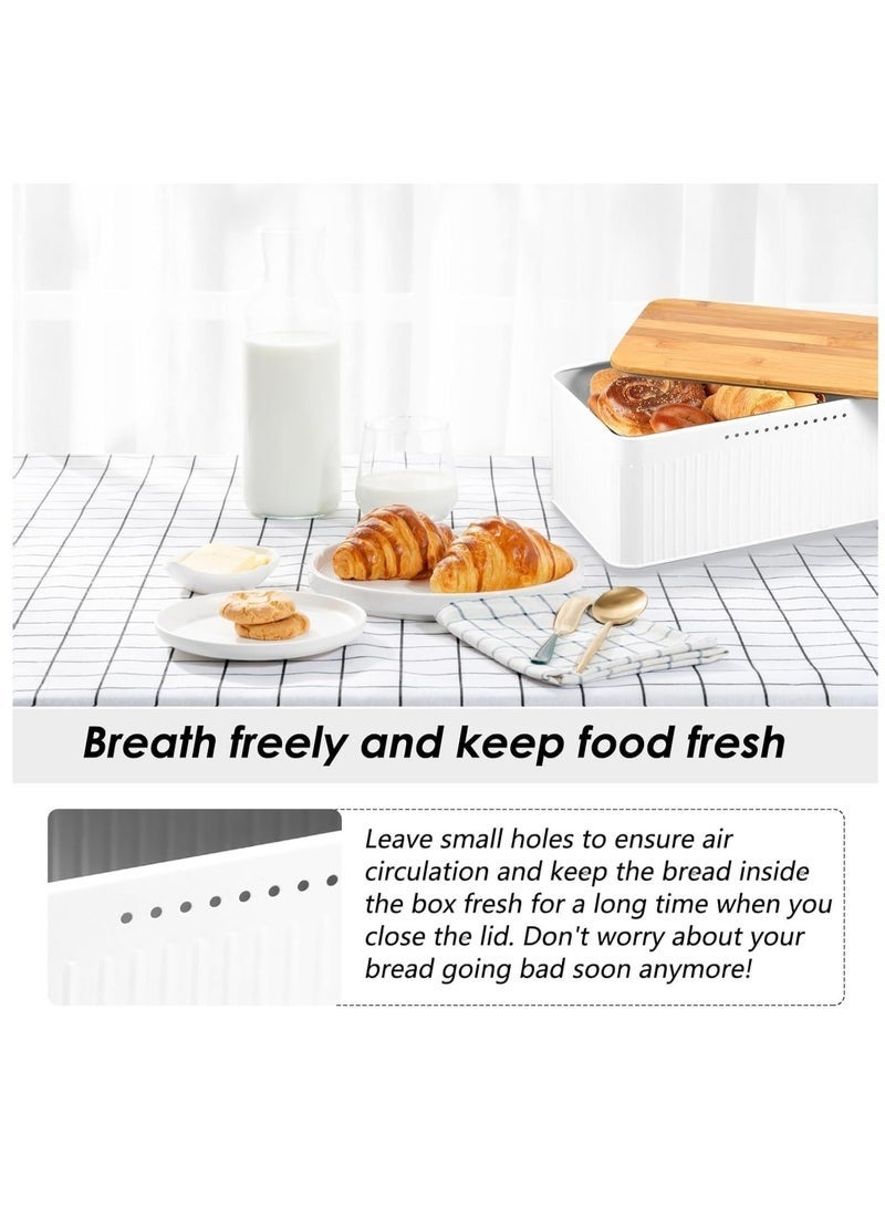 Arabest Modern Metal Bread Box with Bamboo Lid, Bread Storage Container, 13×7×5.3 Inch Bread Storage Container for Kitchen Counter, Bread Keeper for Homemade Bread, Bagel, Muffins, Rolls - Image 4