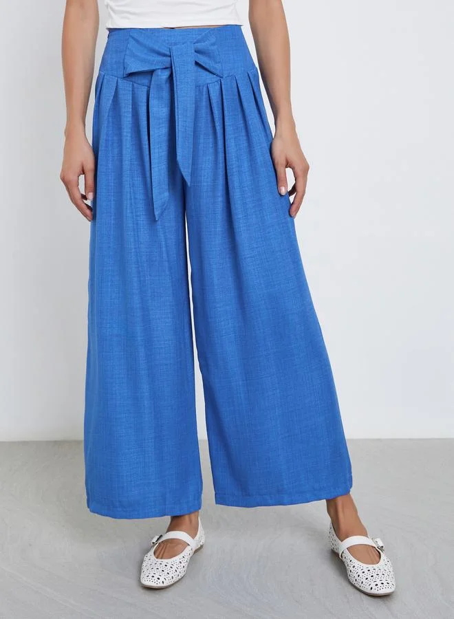 Take Two Take Two Bow Tie Waist Wide Leg Pants