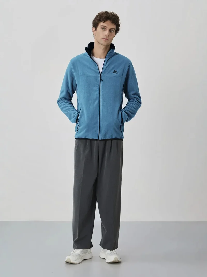 تومي لايف TOMMY Men's Plush Zip-front Sweatshirt