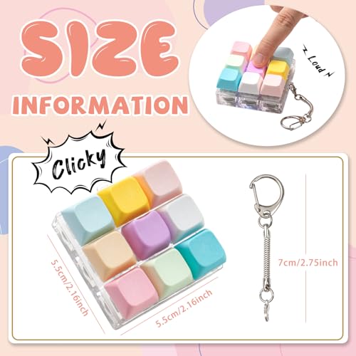 mintcaps Keyboard Fidget Toy Fidget Keychain with Led Light Button Keyboard Clicker Fidget Toy for Adults Stress Relief Keyboard Fidget Clicker Style A - Image 5