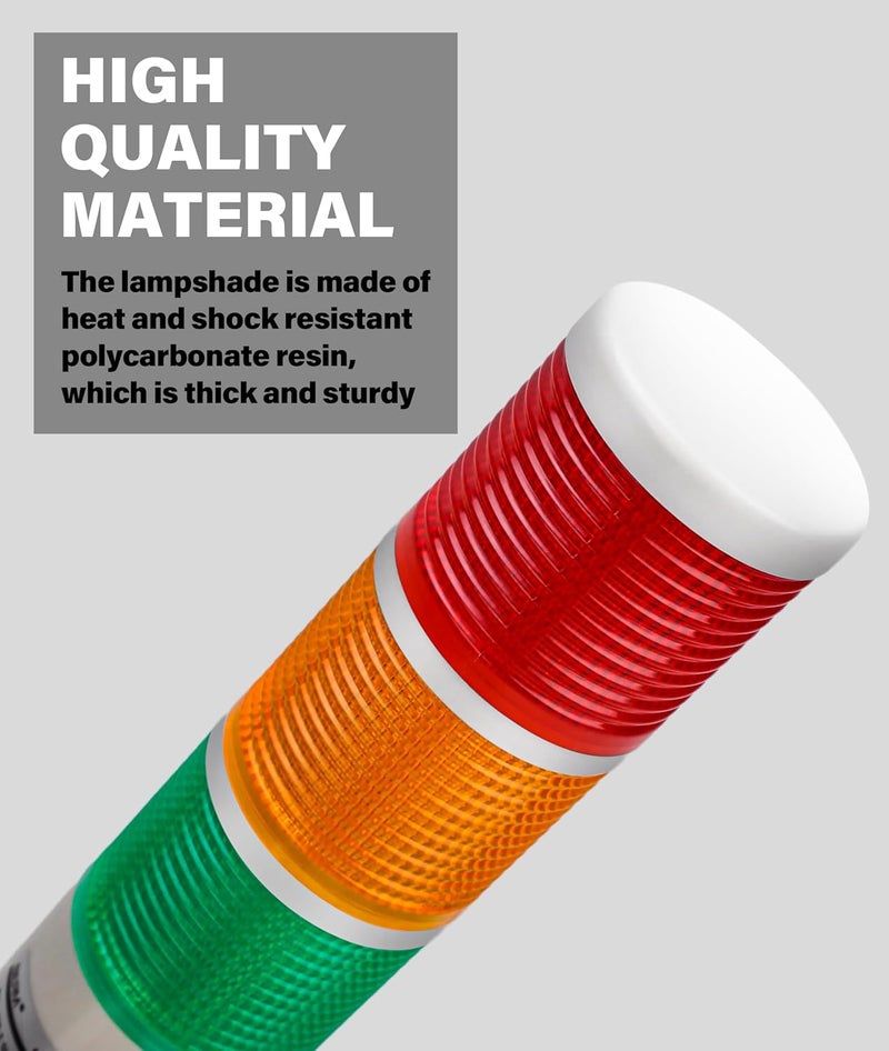 Jectse LED Warning Light,Industrial Red/Orange/Green CNC Machine Indicator Alarm Tower Stack with Buzzer Sound for Machine Tools, Mechanical Equipment 24VDC - Image 4