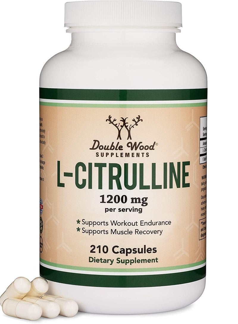 Double Wood Supplements L Citrulline  Muscle Recovery Supplement to Improve Muscle 1200mg 210 Capsules 105 Days supply - Image 1