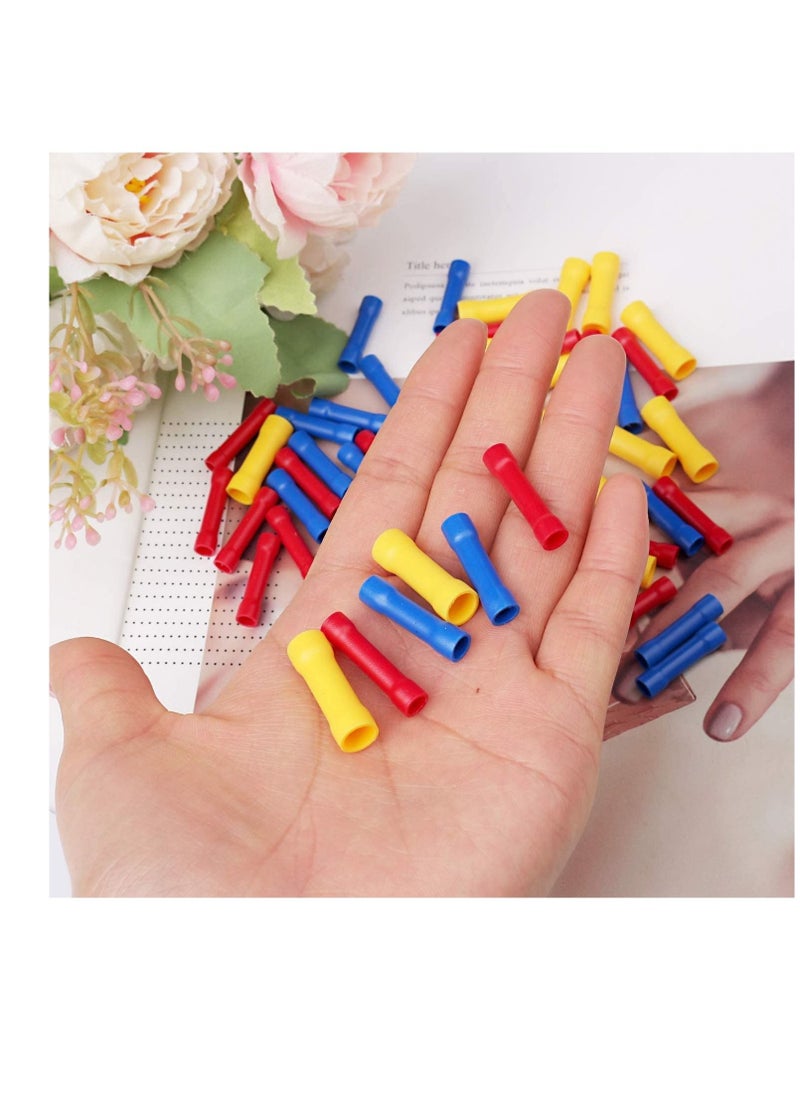 KASTWAVE Insulated Straight Wire Terminal Connectors,120 PCS Butt Splice Connectors, Automotive Cable Crimp Terminals, Electrical Butt Crimp Connectors(Blue, Red, Yellow)  - Image 5
