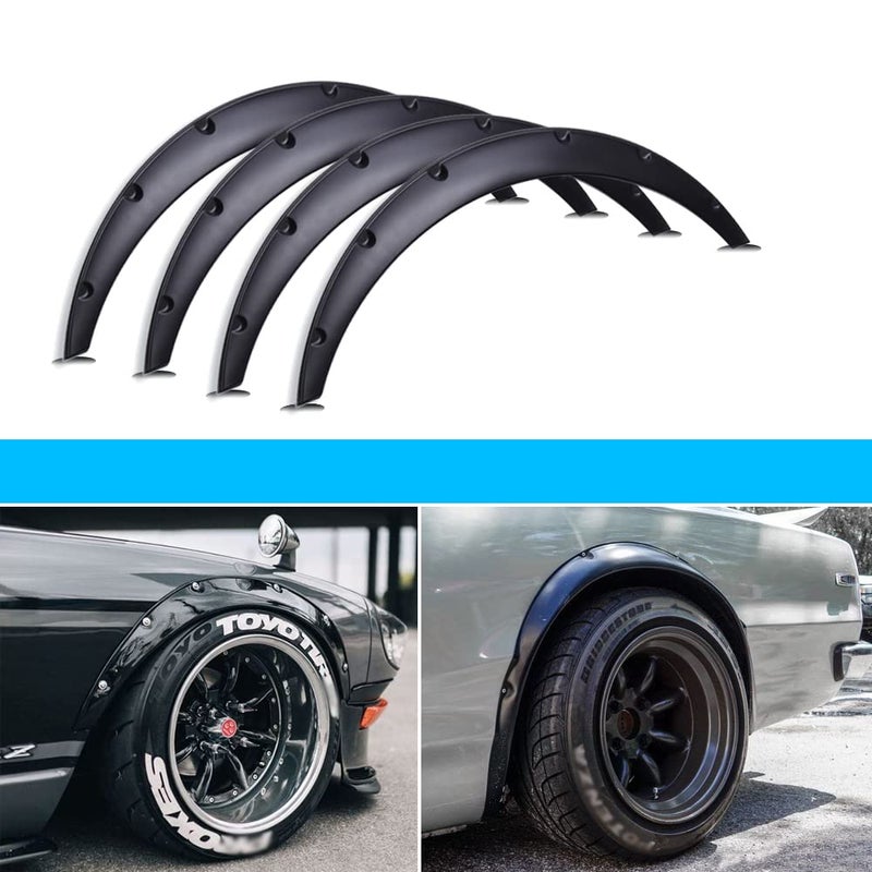 DREAMIZER 4Pcs Universal Flexible Car SUV Widebody Kit 35mm Offroad Fender Flare Durable PU Wheel Arch Protector