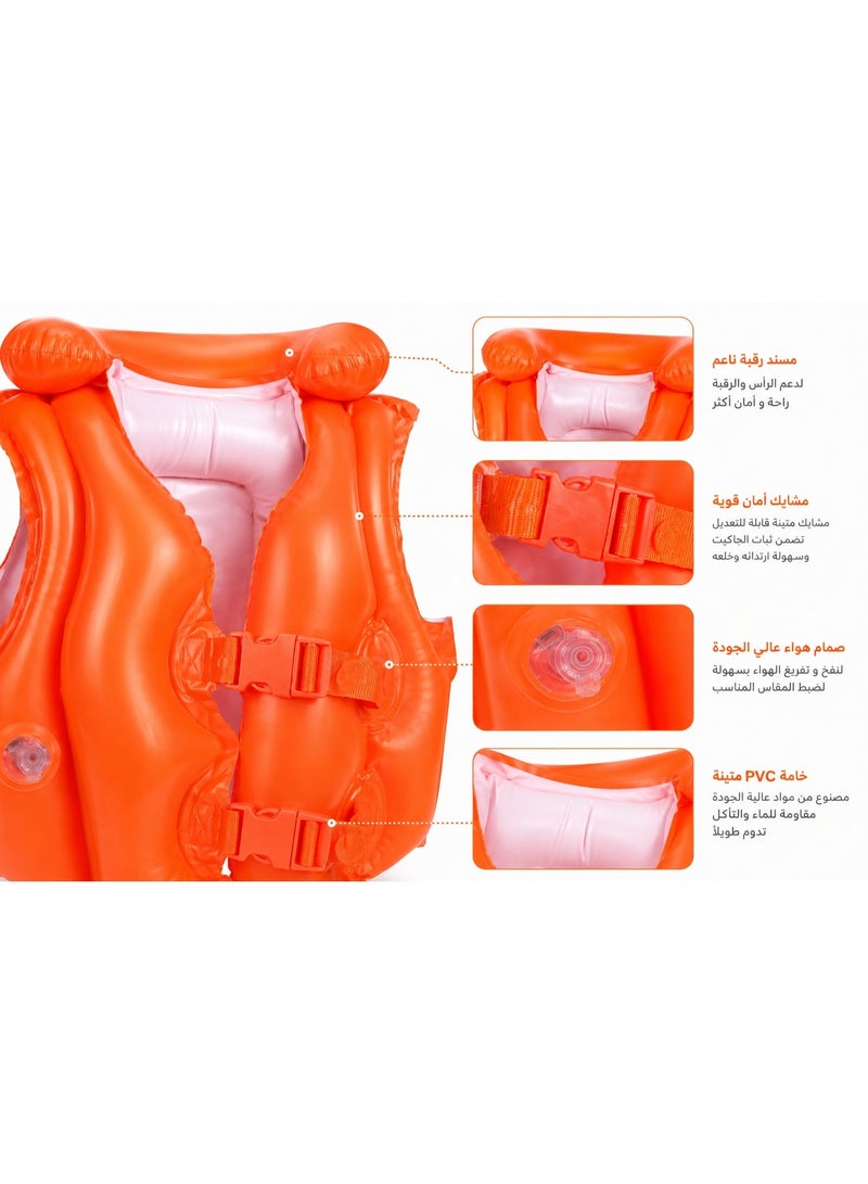 INTEX Inflatable children's life jacket with adjustable safety buckles – Orange - Image 3