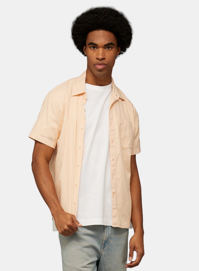 American Eagle AE Linen-Blend Short-Sleeve Button-Up Shirt - Image 1