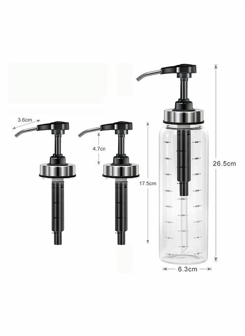 Y&D - Sauce Squeeze Bottle 2 Pack No Drip Glass Condiment Ketchup Salad Dressing Honey Oil Presser 17 Ounce Big Olive Dispenser Set for Kitchen and BBQ - Image 1