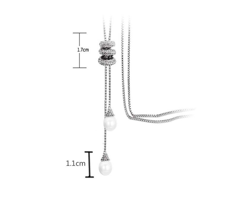 Sither Cathercing Spiral Pearl Pendant Long Necklace for Women Sweater Chain Statement Necklace Choker Adjustable Elegant Jewelry Crystal Accessories Dressy Collocation Winter Evening Party Wedding - Image 5