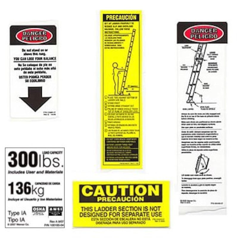 Werner 300 LB Fiberglass Extension Ladder Label Kits (Pack of 6) - Image 1