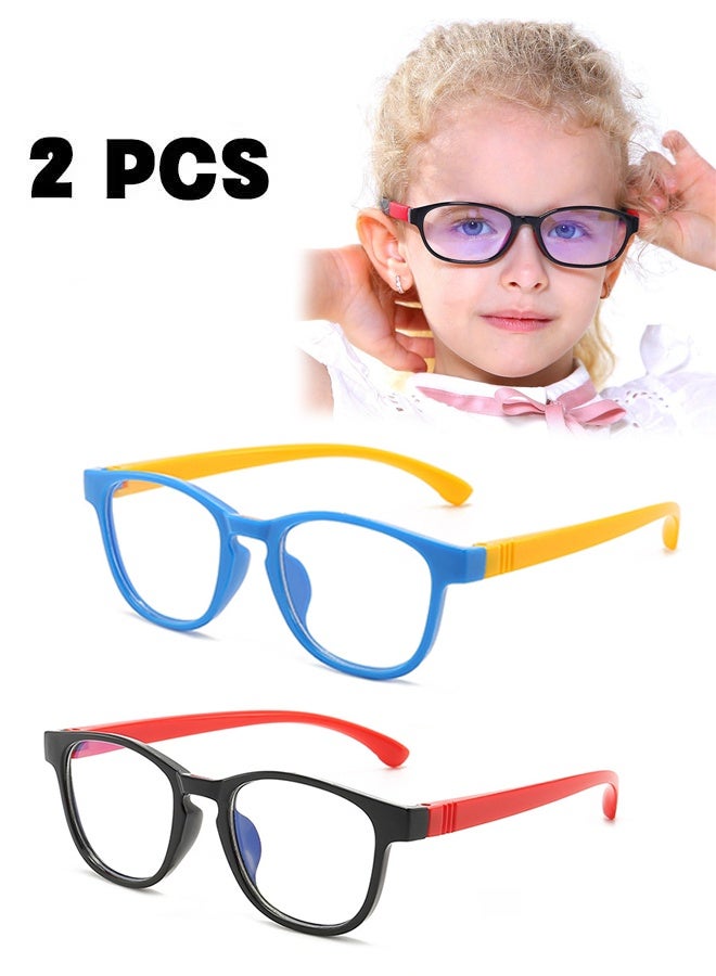 2PCS Blue Light Glasses for Kids Computer TV Phone Children Gaming Eyewear Silicone Flexible Eyeglasses for Boys Girls Age 2-8 Anti blue light and Headache - Image 1