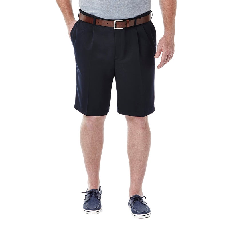Haggar Men's Cool 18 Pleat Front Expandable Waist Short, Deep Navy, 44 - Image 1