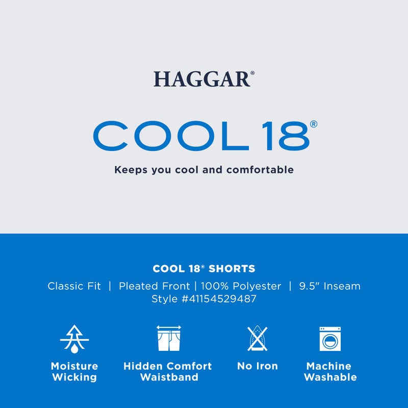Haggar Men's Cool 18 Pleat Front Expandable Waist Short, Deep Navy, 44 - Image 2