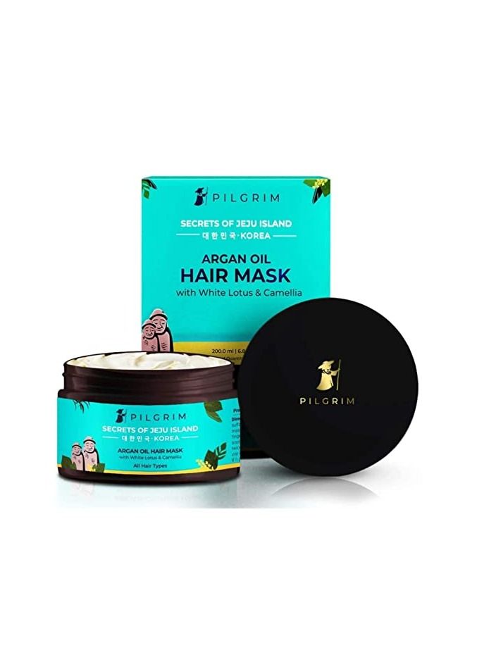 PILGRIM PILGRIM Korean Argan Oil Hair Mask for dry And frizzy hair with White Lotus and Camellia 200 ML  - Image 1