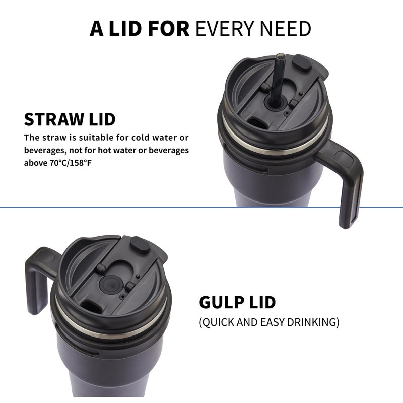 ALOUFEA 20 oz Insulated Coffee Mug Tumbler with Handle, Stainless Steel Travel Mug Tumbler with Lid and Straw,Double Wall Vacuum Leak Proof Ice Coffee Thermal Cup, Rose Gold - Image 3