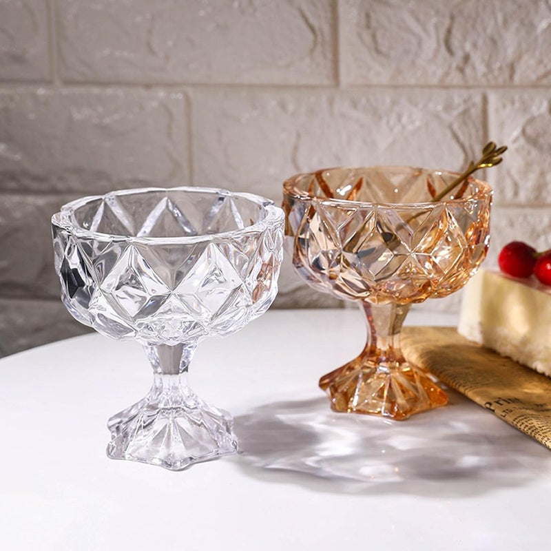 Thickened Glass High Bowl for Ice Cream Dessert Cheese Fruit Salad Footed Parfait Cup Kitchen Dining Essential High Foot Cheese Serving Dish - Image 3