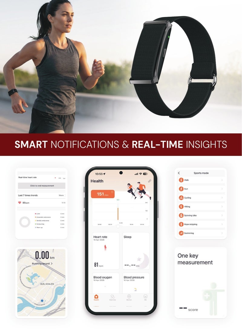 giftology FITBAND Giftology Screenless Health & Fitness Band Black | Smart Activity Tracker with Heart Rate, Sleep, Step Counter, Calorie Tracking, Lightweight Wearable, Ideal for Daily Fitness Use - Black - Image 3