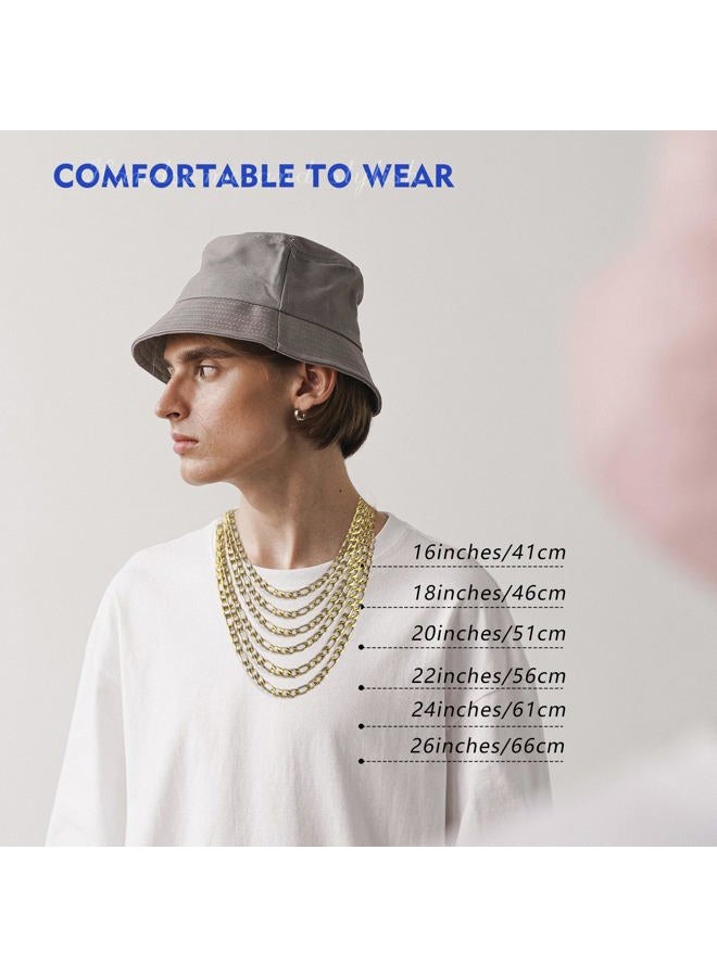 Evegfts 18K Gold Plated Silver Chain for Men, 5.5/7MM Mens Chain Figaro Chain Necklace for Men Women Boy Girls Super Sturdy Shiny 316L Stainless Steel Mens Chain Necklaces Jewelry Gifts 16, 18, 20, - Image 5