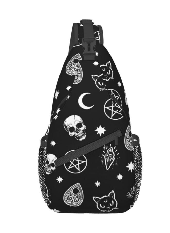 Football Chest Bag Basketball Rugby Baseball Sports Mushroom Chrysanthemum Boys And Girls Adult Shoulder Messenger Bag-Color:Skull A - Image 1