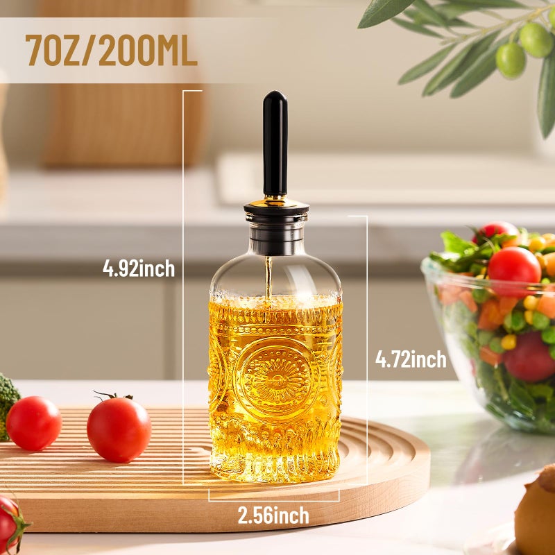 Baalaka Glass Oil Bottles 7OZ, Olive Oil Dispenser Bottle for Kitchen with Metal Spout, Elegant Glass Cooking Dispenser for Kitchen - Image 4