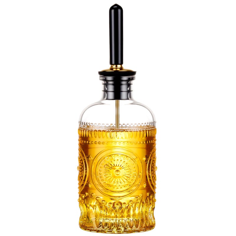 Baalaka Glass Oil Bottles 7OZ, Olive Oil Dispenser Bottle for Kitchen with Metal Spout, Elegant Glass Cooking Dispenser for Kitchen - Image 1