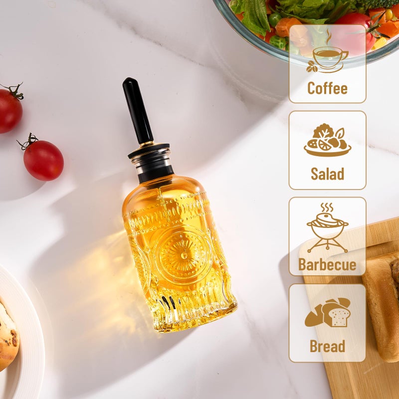 Baalaka Glass Oil Bottles 7OZ, Olive Oil Dispenser Bottle for Kitchen with Metal Spout, Elegant Glass Cooking Dispenser for Kitchen - Image 5