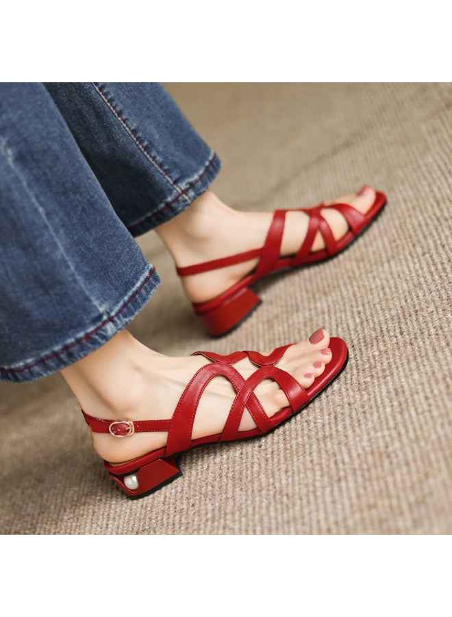 Amore French Elegance Sandals 2025 New Cross-strap Slimming Low-heel Sandals, Exquisite Ladies' Sandals - Image 4