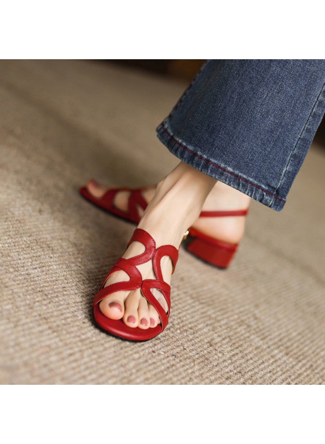 Amore French Elegance Sandals 2025 New Cross-strap Slimming Low-heel Sandals, Exquisite Ladies' Sandals - Image 5