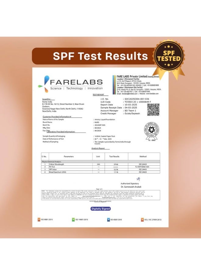 مارس كريم أساس سائل مطفي من مارس أرتيستري لإطلالة مشرقة (30 مل) (03-فاتح متوسط) | مكونات العناية بالبشرة | تغطية متوسطة إلى عالية | مرطب | تركيبة خفيفة الوزن تدوم طويلًا - Image 5