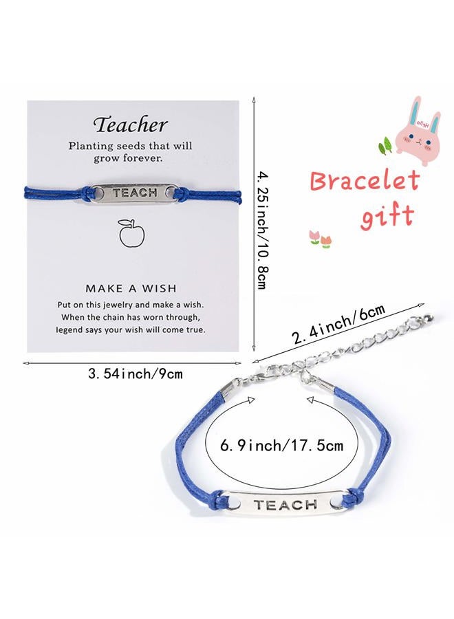 Kolewo4ever 24pcs Teacher Appreciation Gifts 4 Makeup Pouch Cosmetic Bag and Teach Blessing Card Bracelets with Greeting 16 Hair Ties No Crease Ribbon Elastic Ponytail Holder - Image 3