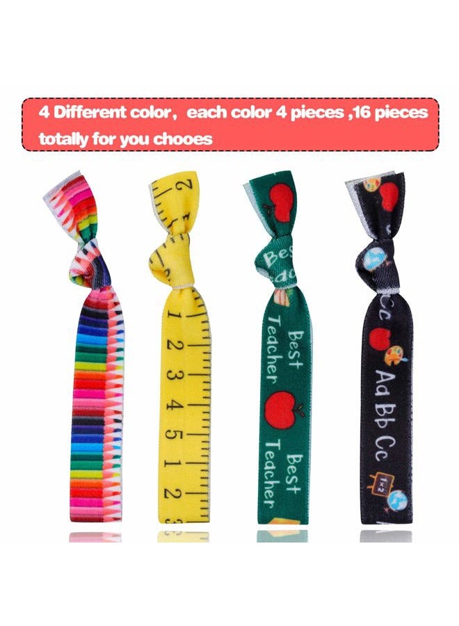 Kolewo4ever 24pcs Teacher Appreciation Gifts 4 Makeup Pouch Cosmetic Bag and Teach Blessing Card Bracelets with Greeting 16 Hair Ties No Crease Ribbon Elastic Ponytail Holder - Image 4