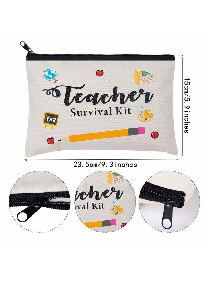 Kolewo4ever 24pcs Teacher Appreciation Gifts 4 Makeup Pouch Cosmetic Bag and Teach Blessing Card Bracelets with Greeting 16 Hair Ties No Crease Ribbon Elastic Ponytail Holder - Image 2