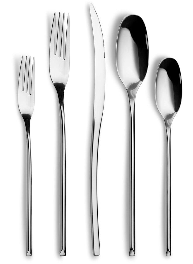 Lemeya 20-Piece Silverware Set for 4,Modern 18/10 Stainless Steel Flatware Set,Luxury Cutlery Set,Unique Utensils Set for Restaurant,Spoons and Forks Set,Mirror Polished,Dishwasher Safe - Image 1