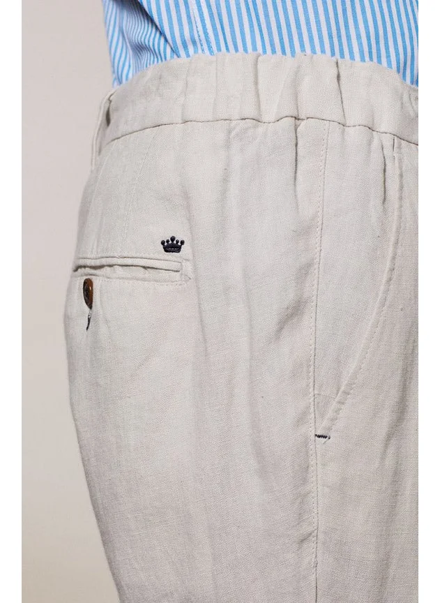 Vicomte A. Ludo Light Beige Linen Chino Trousers