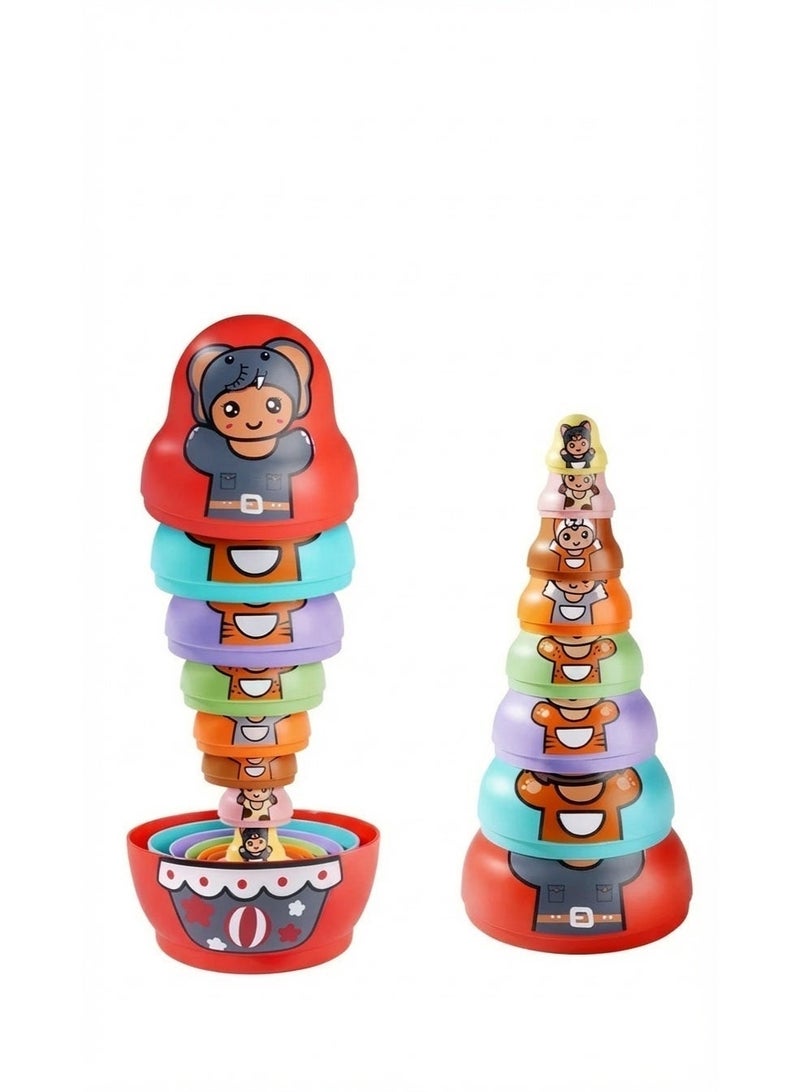 8-in-1 Animal Stacking Cups & Nesting Dolls, Montessori Sensory Baby Toys 6-18 Months, Educational Bath Toy, Birthday Gift for Toddlers - Image 1