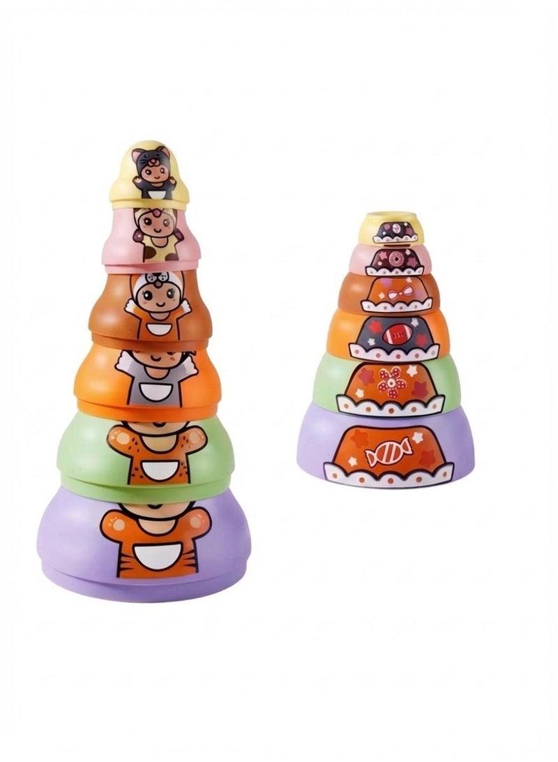 8-in-1 Animal Stacking Cups & Nesting Dolls, Montessori Sensory Baby Toys 6-18 Months, Educational Bath Toy, Birthday Gift for Toddlers - Image 2