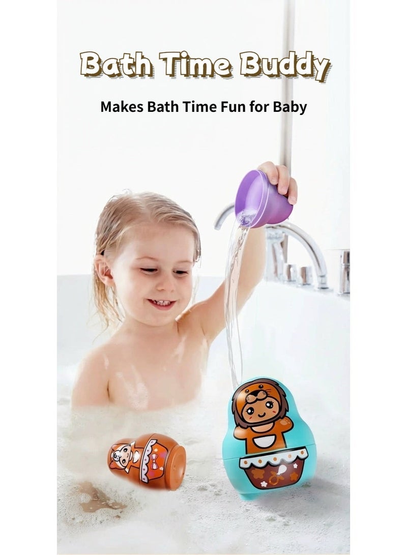 8-in-1 Animal Stacking Cups & Nesting Dolls, Montessori Sensory Baby Toys 6-18 Months, Educational Bath Toy, Birthday Gift for Toddlers - Image 5