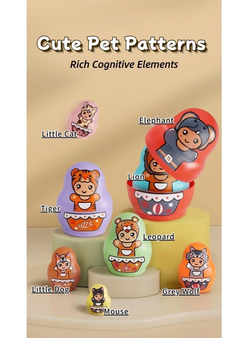 8-in-1 Animal Stacking Cups & Nesting Dolls, Montessori Sensory Baby Toys 6-18 Months, Educational Bath Toy, Birthday Gift for Toddlers - Image 3