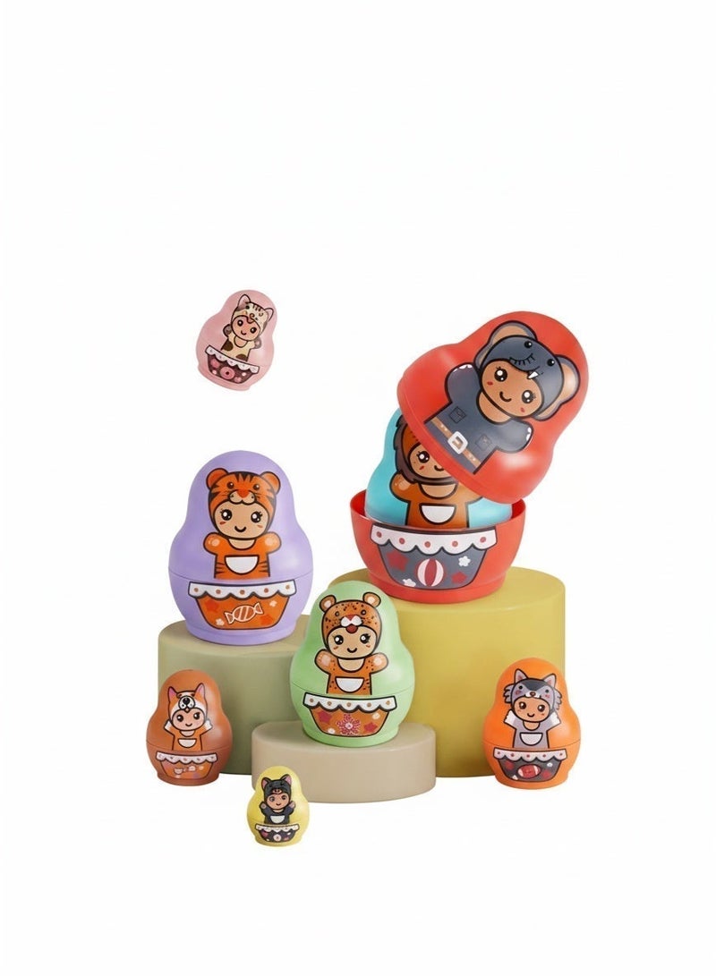 8-in-1 Animal Stacking Cups & Nesting Dolls, Montessori Sensory Baby Toys 6-18 Months, Educational Bath Toy, Birthday Gift for Toddlers - Image 5