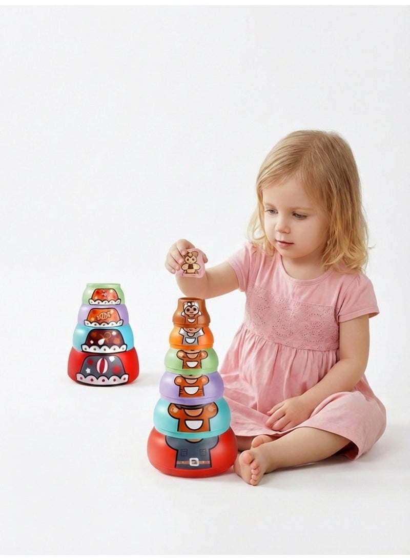 8-in-1 Animal Stacking Cups & Nesting Dolls, Montessori Sensory Baby Toys 6-18 Months, Educational Bath Toy, Birthday Gift for Toddlers - Image 3