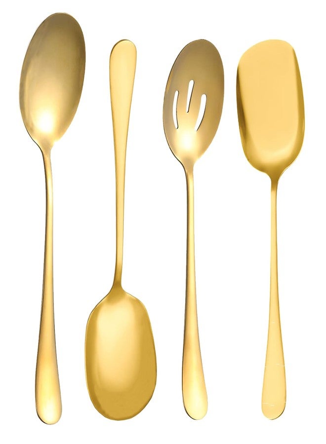 Veagins 4 Pieces Large Stainless Steel Gold Serving Spoons for Buffet, Soup Spoons Table Spoon Cooking Spoon for Kitchen Restaurant Banquet - Image 1
