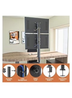 erorex Dual Monitor Articulating Desk Mount Arm Stand - Vertical Stack Screen Supports Two 13 to 34 Inch Computer Monitors with C Clamp  - Image 3