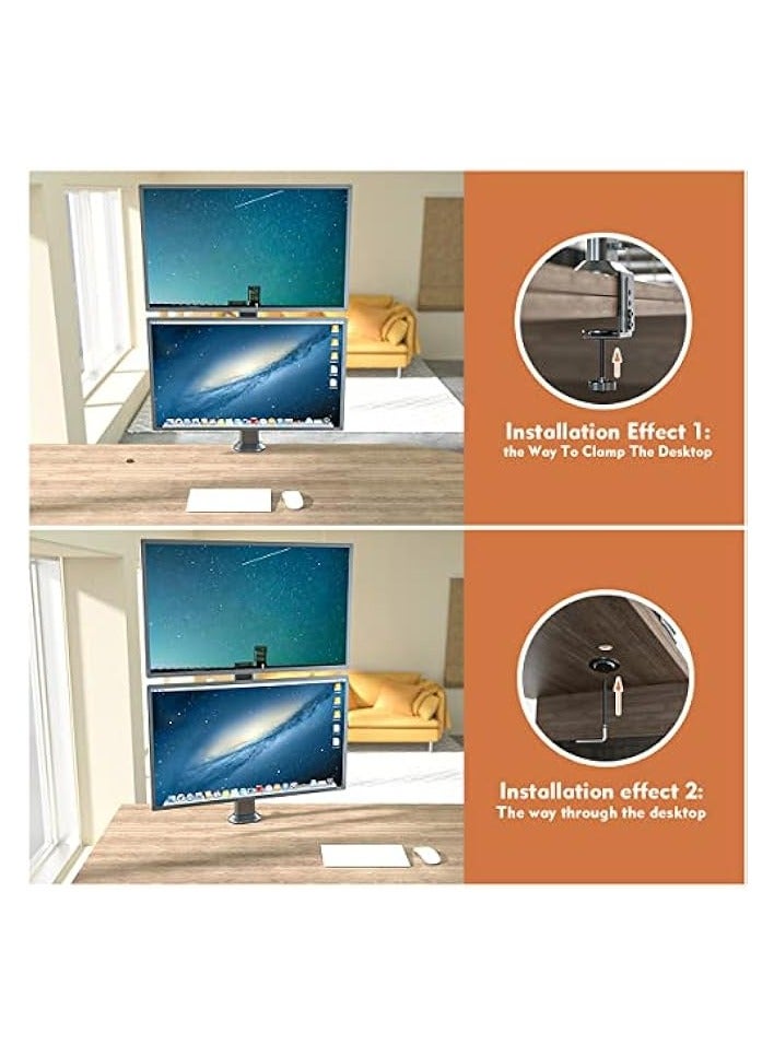 erorex Dual Monitor Articulating Desk Mount Arm Stand - Vertical Stack Screen Supports Two 13 to 34 Inch Computer Monitors with C Clamp - Image 4