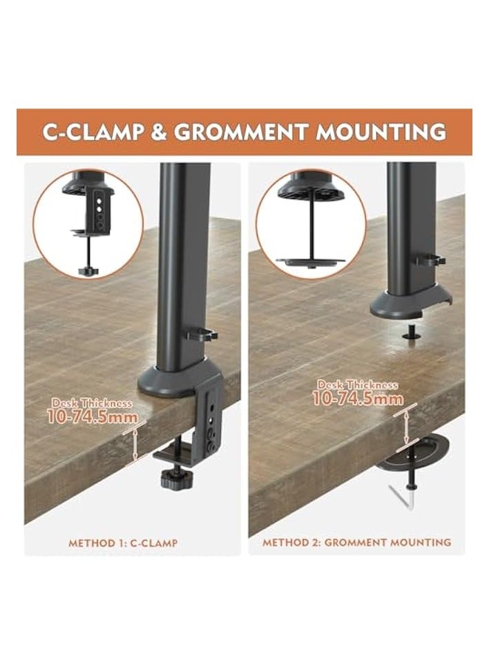 erorex Dual Monitor Articulating Desk Mount Arm Stand - Vertical Stack Screen Supports Two 13 to 34 Inch Computer Monitors with C Clamp - Image 5
